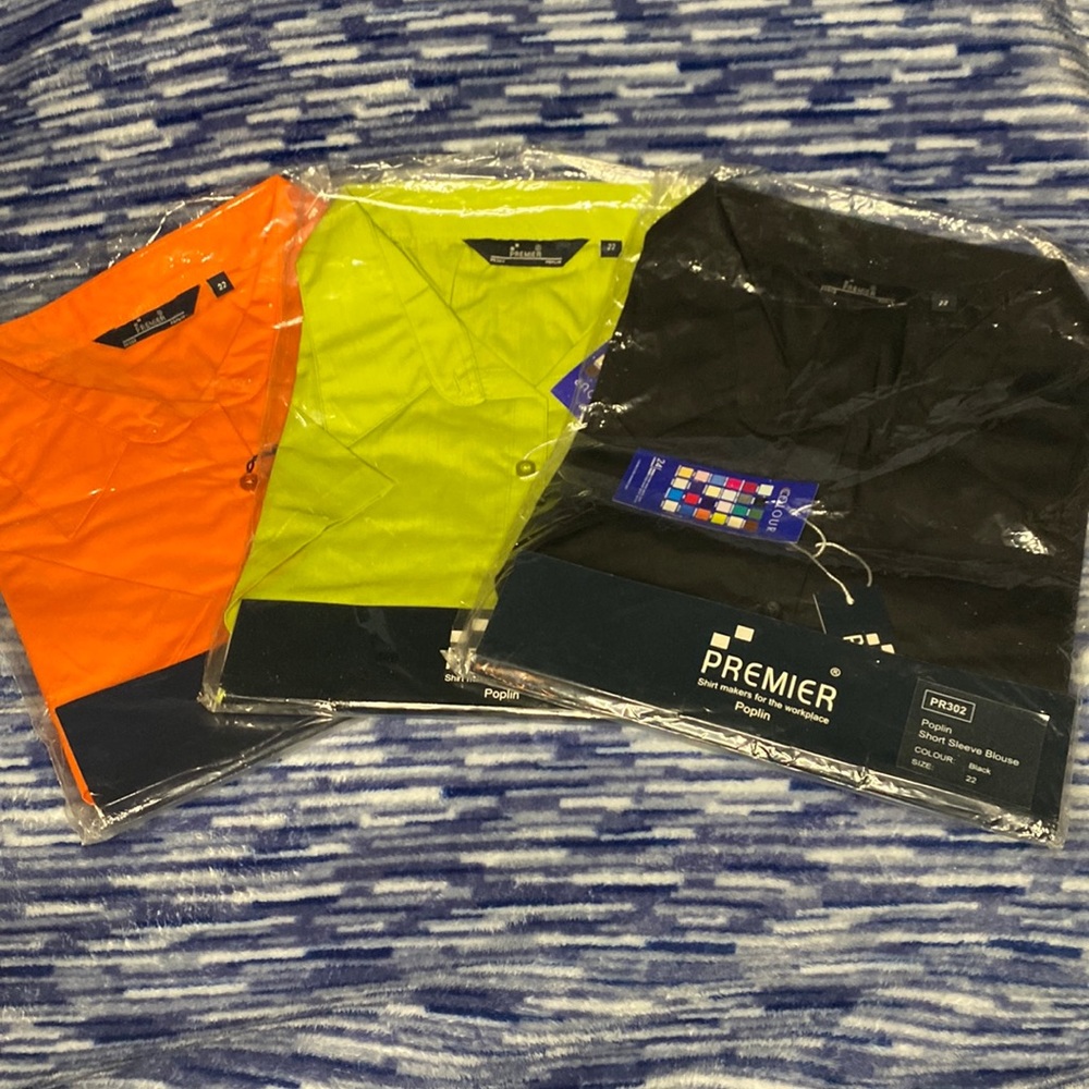 Set of 3 New in Bag Premier Short Sleeve Poplin Blouse PR302 Size 22